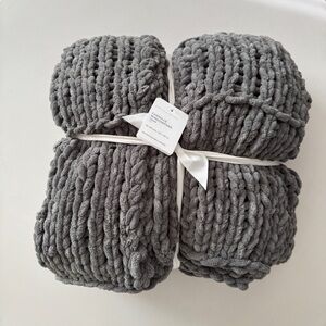 NWT Pottery Barn Chenille Windowpane Throw 50” x 60”